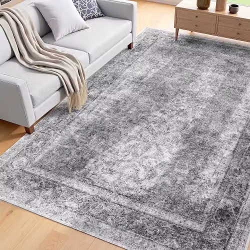 Tappeto VEVOR in stile Bohémien Grigio, Lavabile e Antiscivolo per Soggiorno e Camera da Letto, L: 182,9 cm x P: 274,3 cm