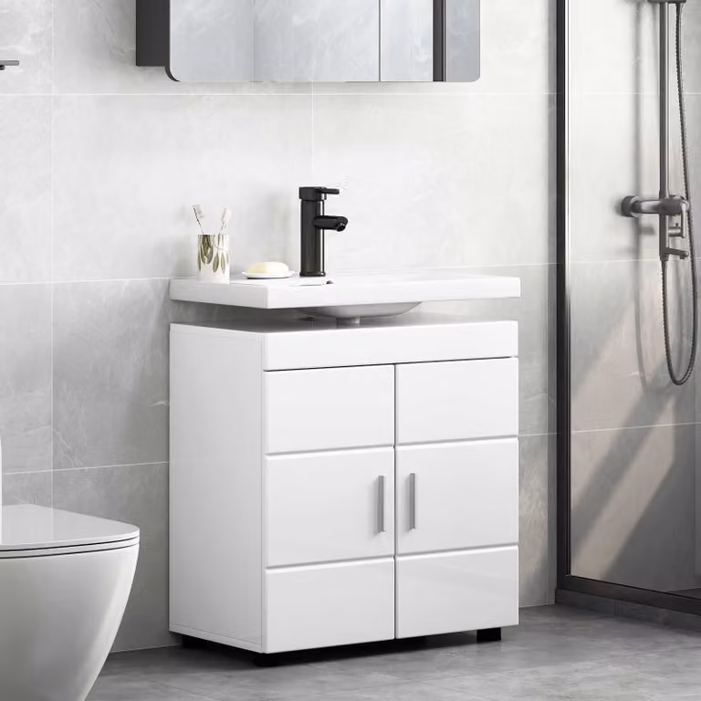 Set di armadi da bagno moderni vidaXL TULUM bianco opaco L: 60 cm, P: 34 cm, H: 63 cm