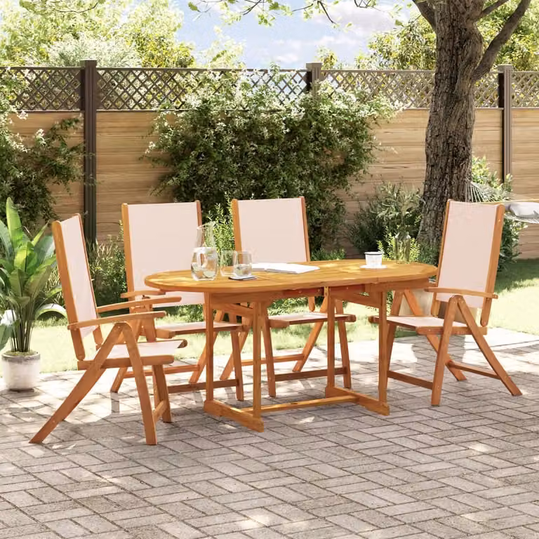 Maison Exclusive - Set da pranzo da giardino a 5 pezzi in legno massello di acacia e Textilene