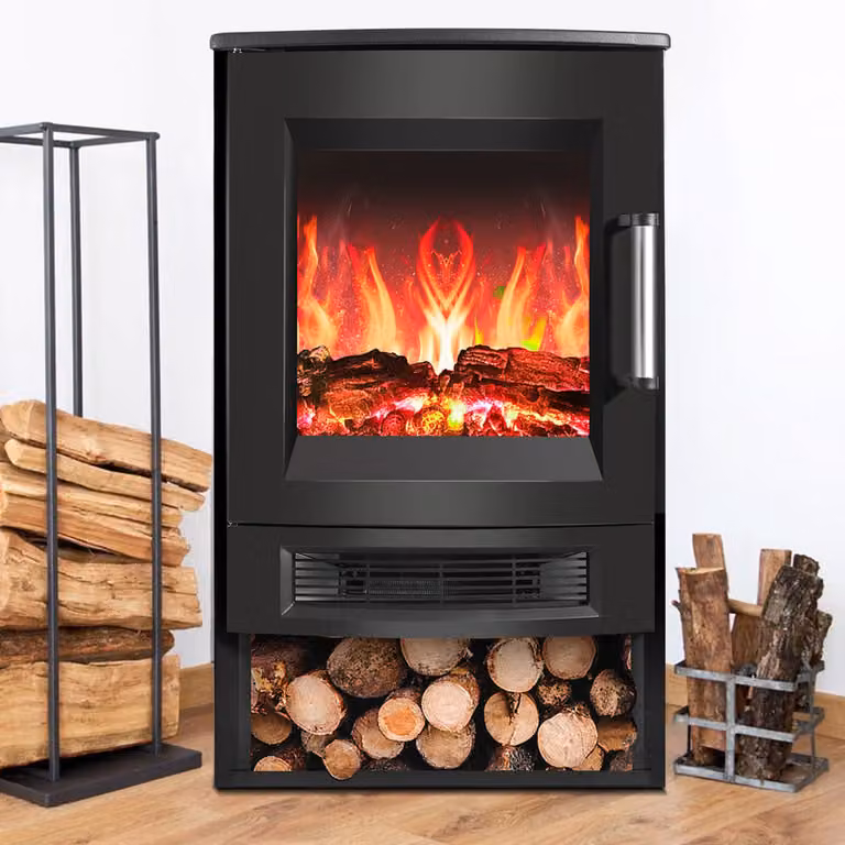 Jayseuw caminetto elettrico 900W/1800W in piedi con ventilatore riscaldatore telecomando effetto fiamma LED