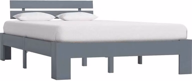vidaXL Letto in legno massiccio pino grigio 120x200 cm - Struttura letto - Cornici letto - Struttura letto - Letto
