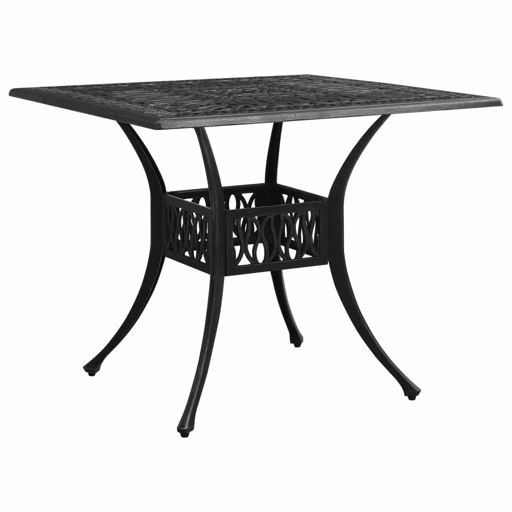 vidaXL Tavolo da giardino nero 90x90x73 cm in fusione di alluminio