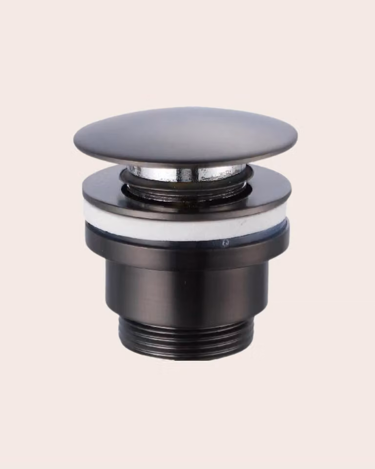 Piletta click clak lavabo e bidet universale in ottone zama pvd grigio metallico