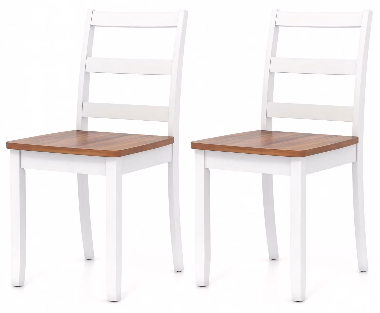 Set di 2 sedie da pranzo KOMFOTTEU, sedia da cucina con gambe in legno di gomma, resistente fino a 190 kg, sedie da pranzo con schienale curvo e seduta a listelli, sedia in legno per sala da pranzo e cucina, colore bianco