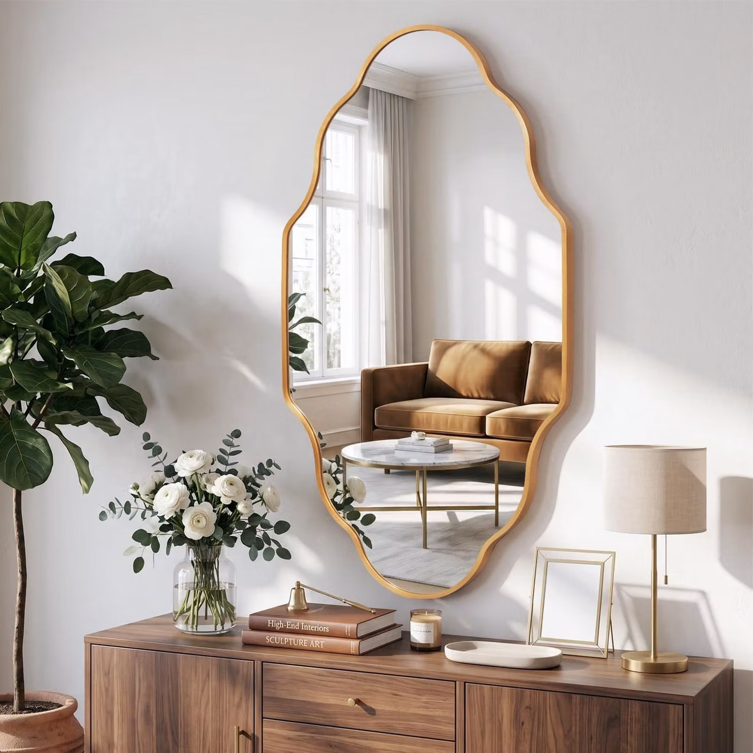 Specchio da parete ovale, 65x115 cm, color oro rosa, cornice in alluminio, design moderno