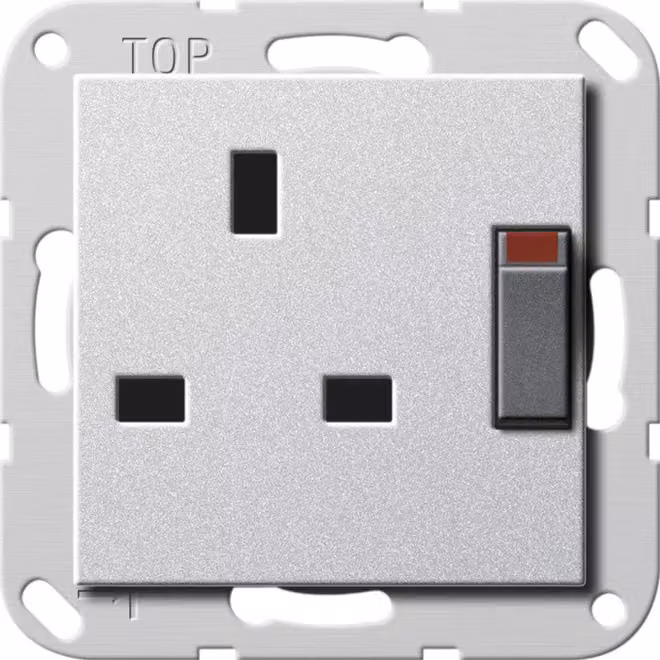 Gira 277826 Presa BS 13 A KS con interruttore di spegnimento, Sistema 55, colore alluminio