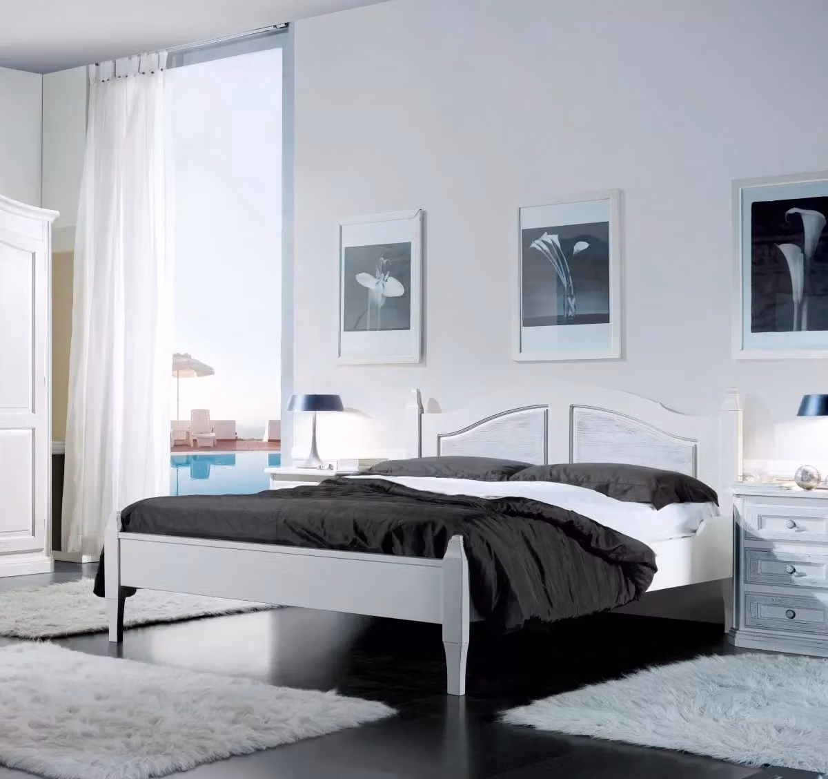 Letto matrimoniale shabby chic Mobili 2G in legno massello di abete bianco L: 178 cm, P: 210 cm, H: 106 cm – 2