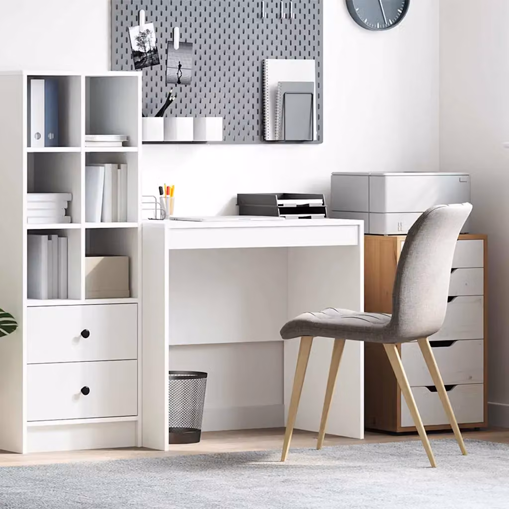 Scrivania minimalista vidaXL in MDF bianco L 80 x P 50 x H 76 cm