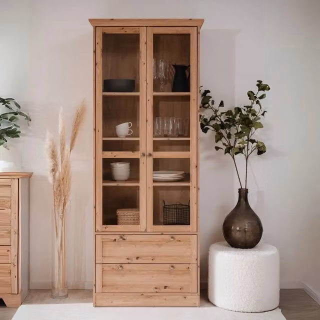 Vetrina 2 ante e 2 cassetti rovere anticato Timber52A 80x45x200H Il fascino del legno naturale nella tua casa