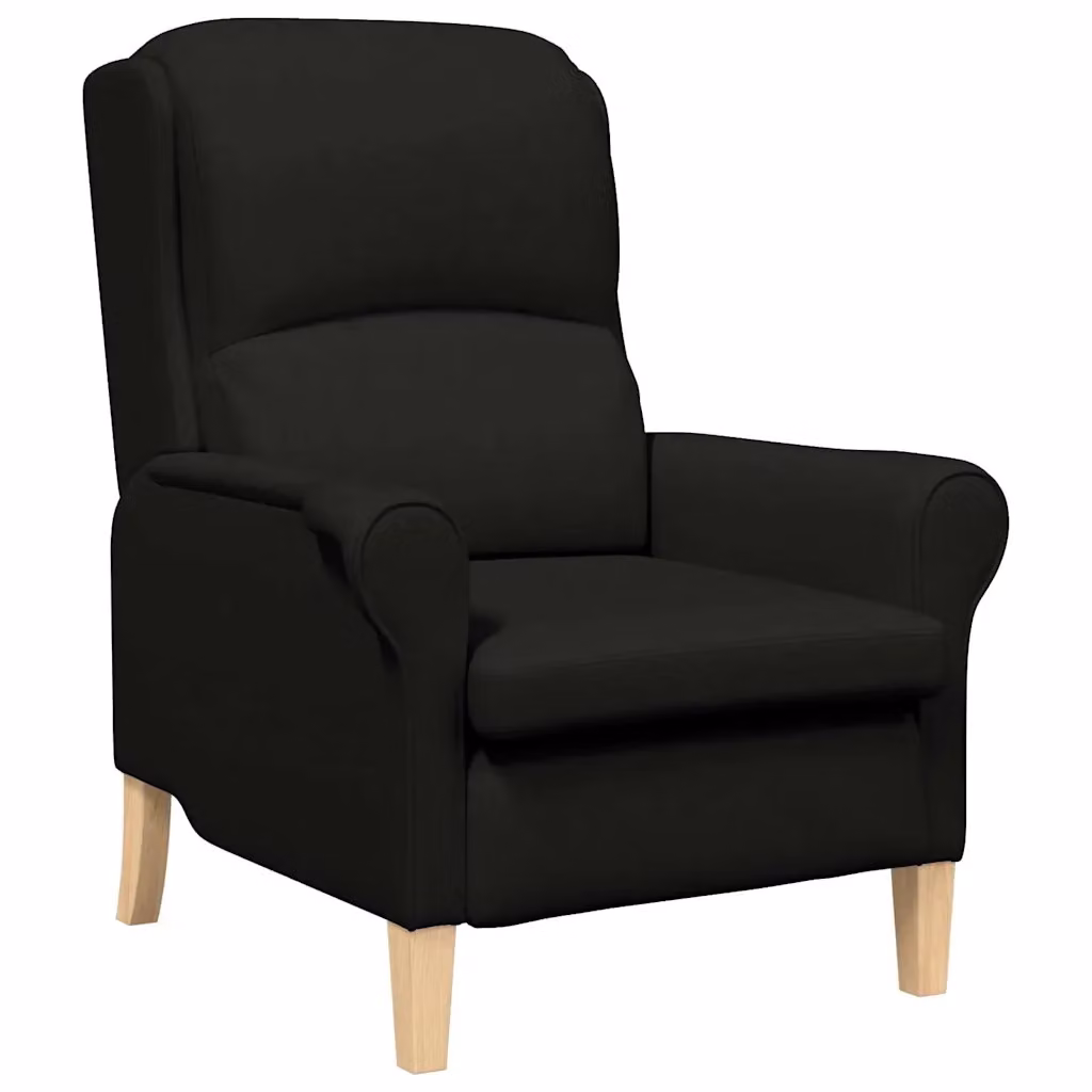 Poltrona moderna vidaXL in tessuto nero con braccioli e struttura in legno, L: 76 cm, P: 94 cm, H: 102 cm – 2