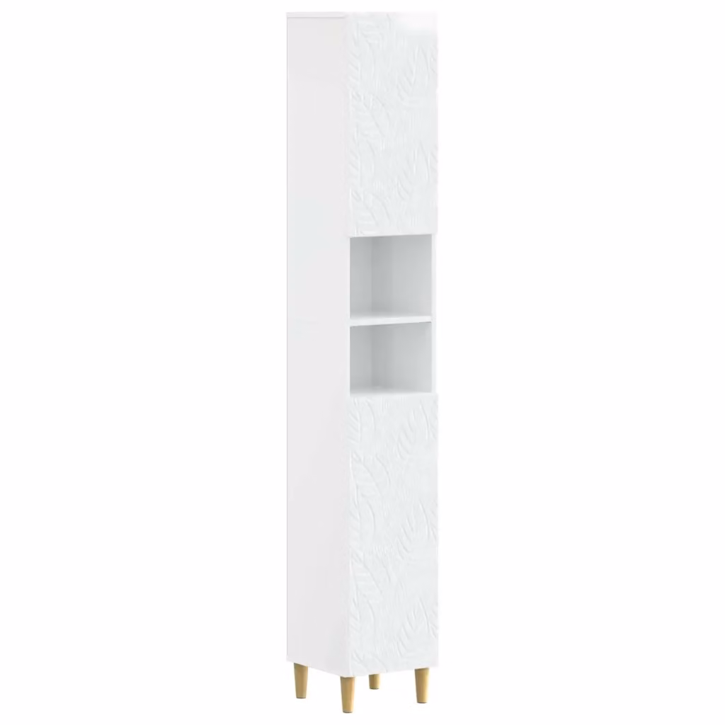Armadio da bagno moderno vidaXL bianco lucido con ripiani interni e scaffale aperto in MDF L: 30,0 cm, P: 23,1 cm, H: 190,0 cm – 2