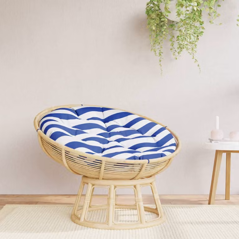 vidaXL Cuscino Rotondo a Righe Blu e Bianche in Tessuto Oxford Idrorepellente e Traspirante Ø 100 x 11 cm