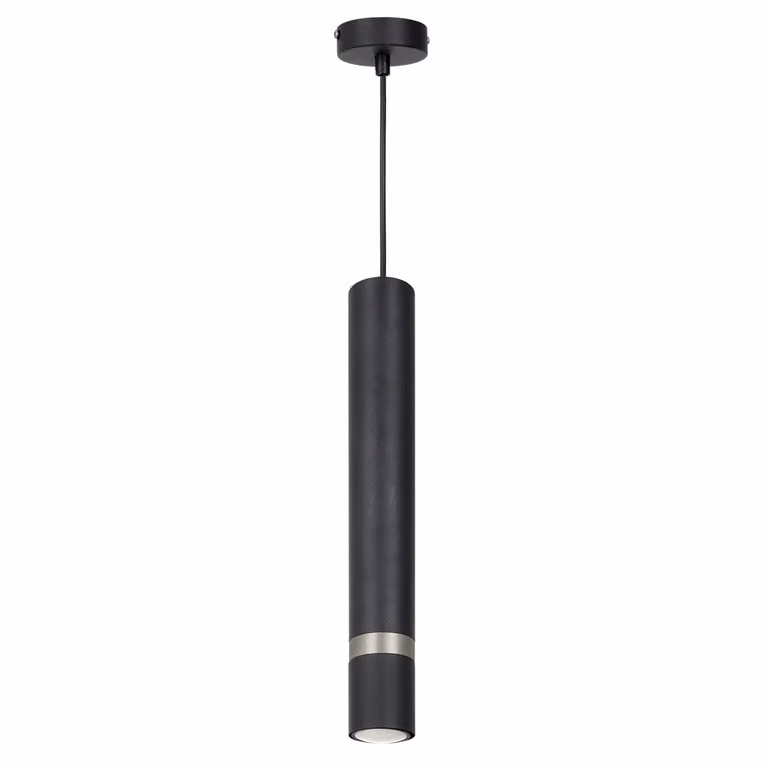 Lampada a sospensione tubolare orientabile nera con elemento argentato Joker 1xGU10 Milagro