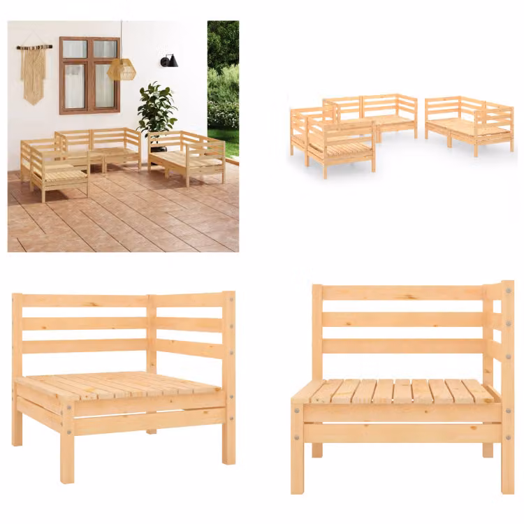 vidaXL 6 pz. Set da giardino in legno di pino massiccio - Set da giardino - Set da giardino - Set da salotto - Set da salotto