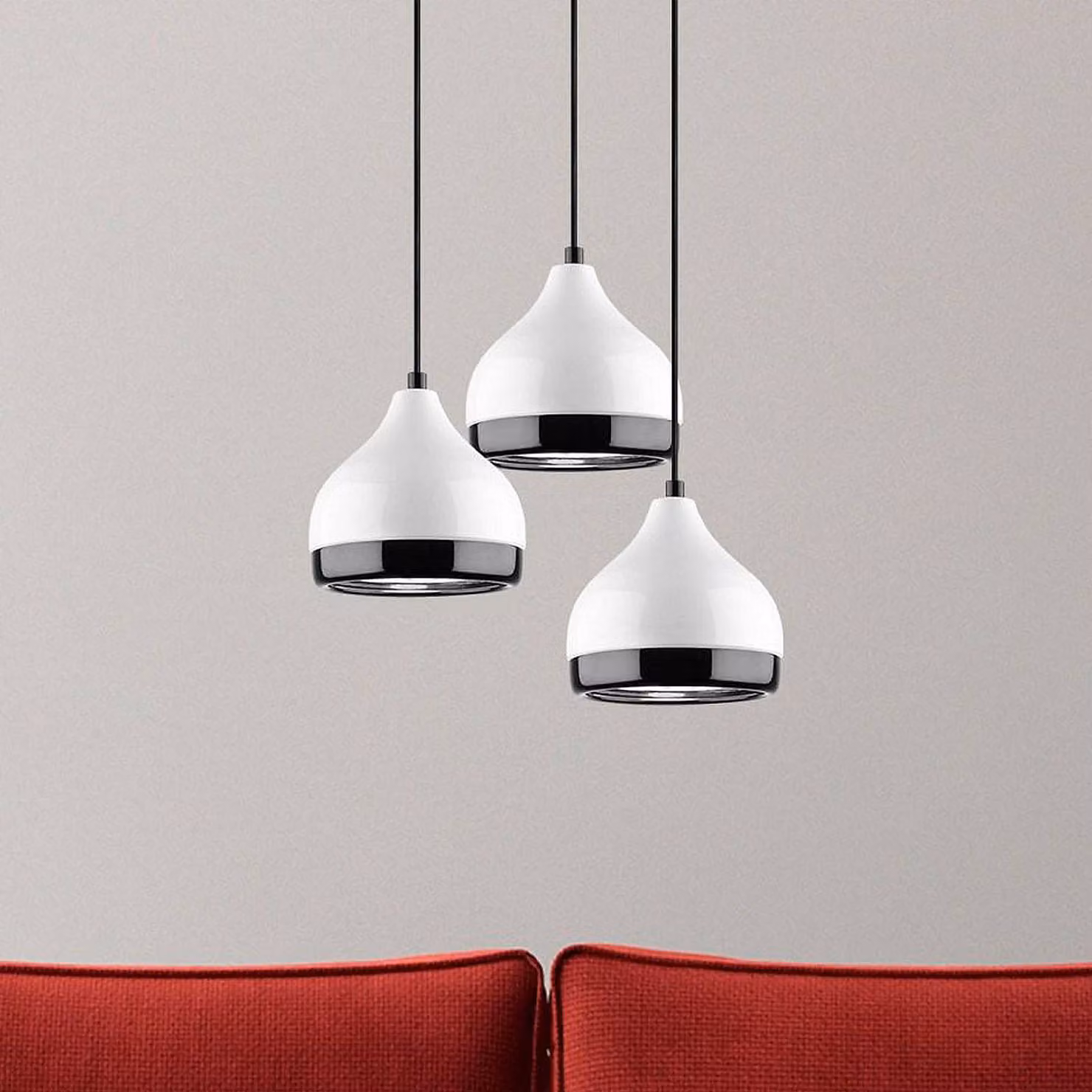 Lampada a sospensione Yildo 6873 Opviq, dimmerabile, Bianco / Opale, Soggiorno / Sala da pranzo, Metallo, Moderno, Lampada a sospensione