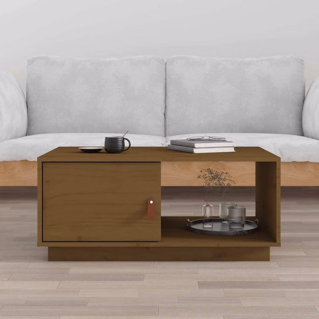 vidaXL Tavolino da Salotto Moderno in Legno di Pino Marrone L 80 cm x P 50 cm x H 35,5 cm