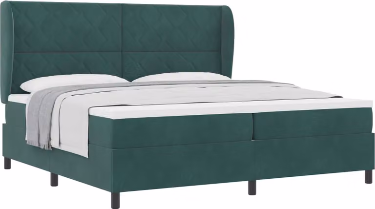 Letto boxspring con materasso verde scuro 200 x 200 cm poliestere
