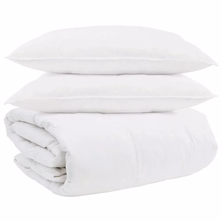 Set di 3 pezzi composto da piumone e cuscini vidaXL in cotone bianco con piume per adulti