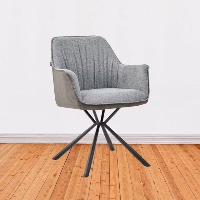Sedia imbottita Comet con retro elephant e seduta grigia set 2 pezzi