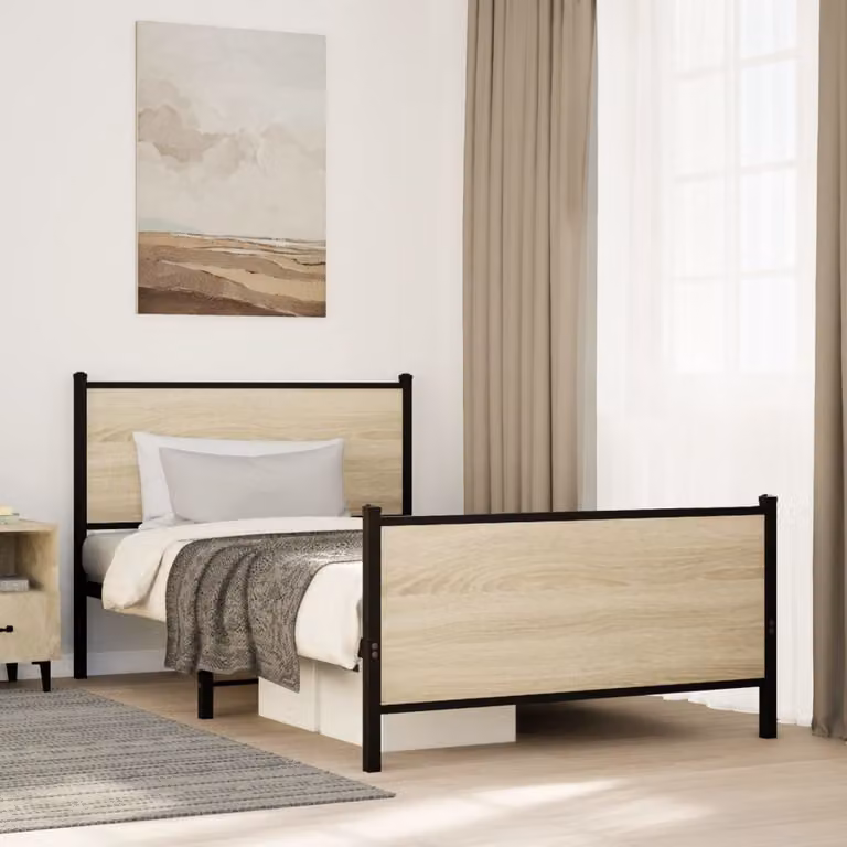 vidaXL Giroletto in Metallo Rovere Sonoma L/P/H: 100 x 200 cm