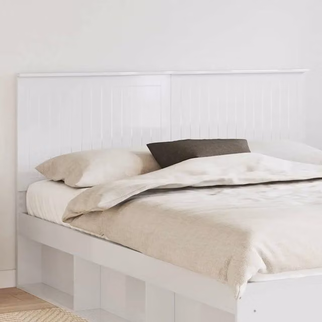 Testiera decorativa moderna vidaXL in legno multistrato bianco lucido con scomparti laterali L: 163 cm
