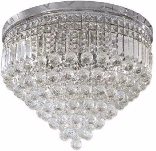 Trade Shop - Lampadario Soffitto Plafoniera Con Sfere Cristalli In Vetro Portalampada E14 A - Argento