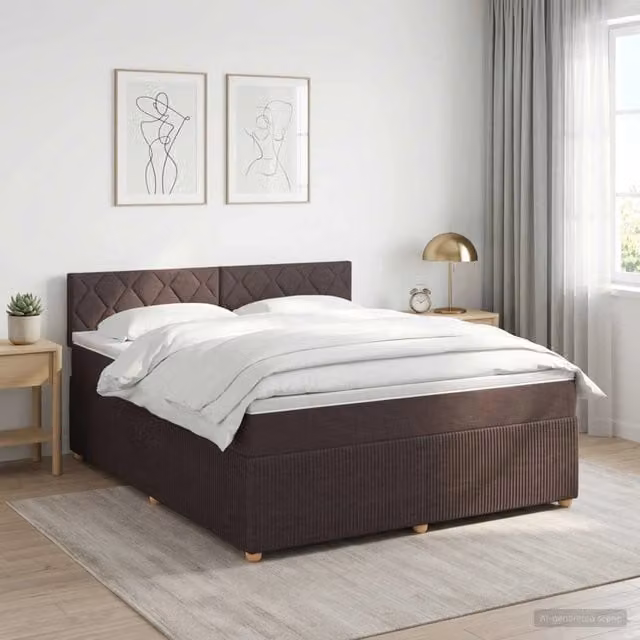 Letto box spring con materasso ibrido vidaXL Marrone e Bianco L/P: 180 x 200 cm – 1