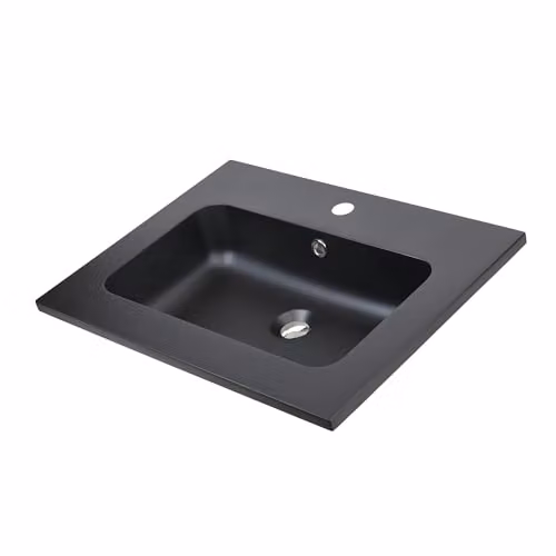 Lavabo ad Incasso Mineral Marmo Colore Nero Opaco per Mobile Composizione Bagno Rettangolare