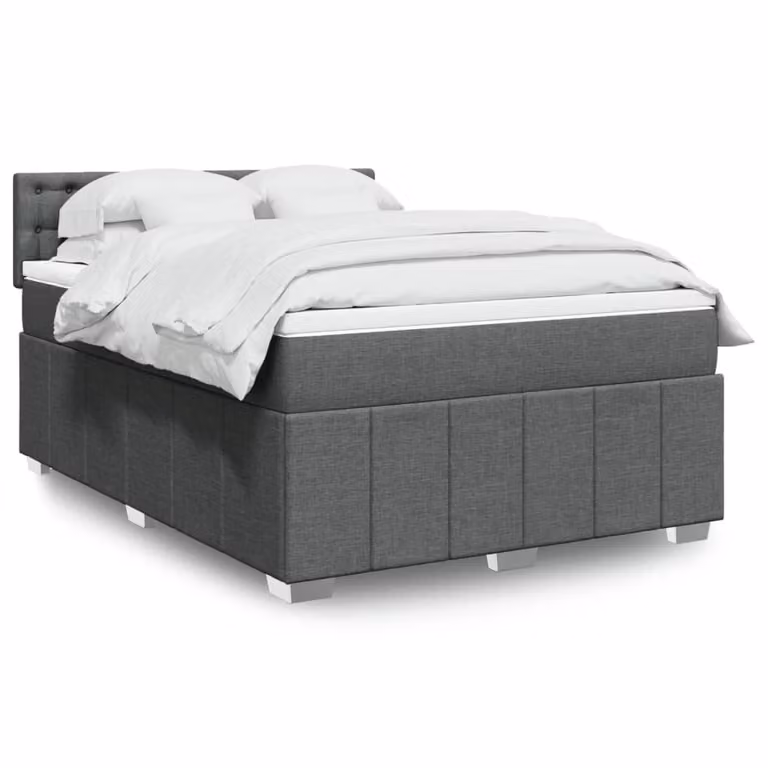 vidaXL Letto Ibrido con Materasso a Molle Insacchettate Grigio e Bianco L/P/H: 140 x 190 x 76,7 cm