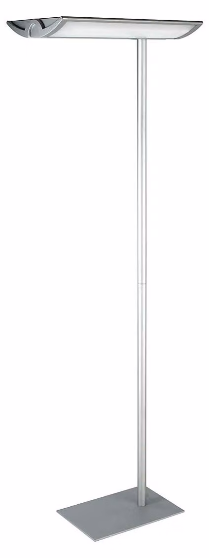 Lampada da terra per ufficio, altezza 190 cm, 2 x 55 W, colore argento, 4500 lumen