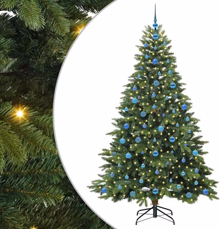 Albero di Natale artificiale con 300 LED Verde 210 cm PE e PVC