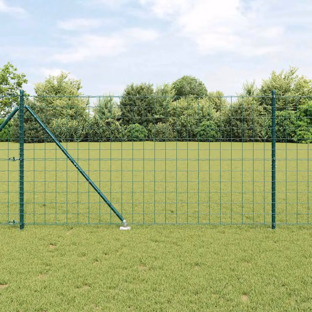 Recinzione vidaXL in acciaio rivestito in PVC verde per installazione nel terreno, L: 25 m, H: 1,2 m – 1