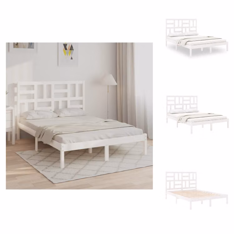vidaXL Letto in legno massiccio bianco 160x200 cm - Letti e strutture letto