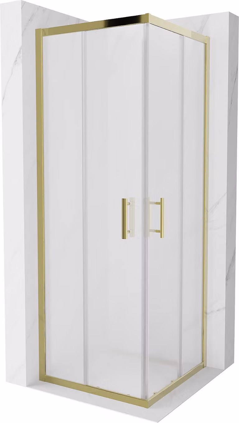 Mexen Rio cabina doccia quadrata 70 x 70 cm, ghiacciata, oro - 860-070-070-50-30