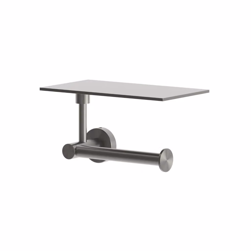 Portarotolo per carta igienica SINED in acciaio inox satinato, modello PORTA-ROTOLO-APPOGGIO-LEVANTE-CANNA-FUCILE, da appendere al muro, disponibile in nero o argento – 2