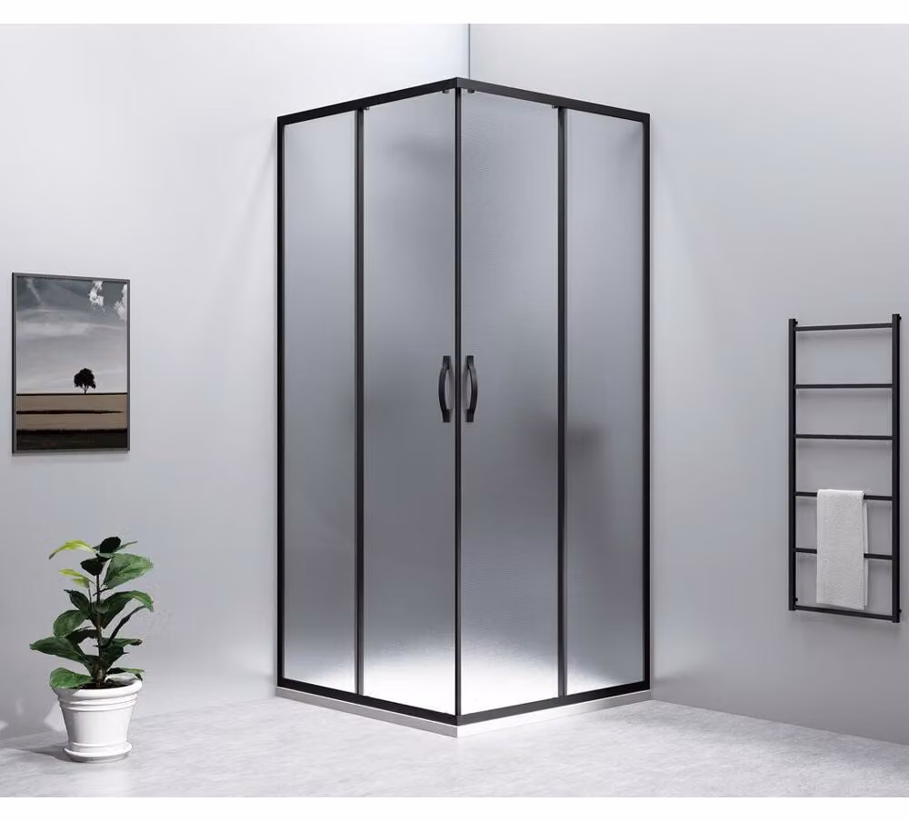 SIGMA SIMPLY BLACK cabina doccia angolare, 1000x1000 mm, accesso angolare, vetro mattone