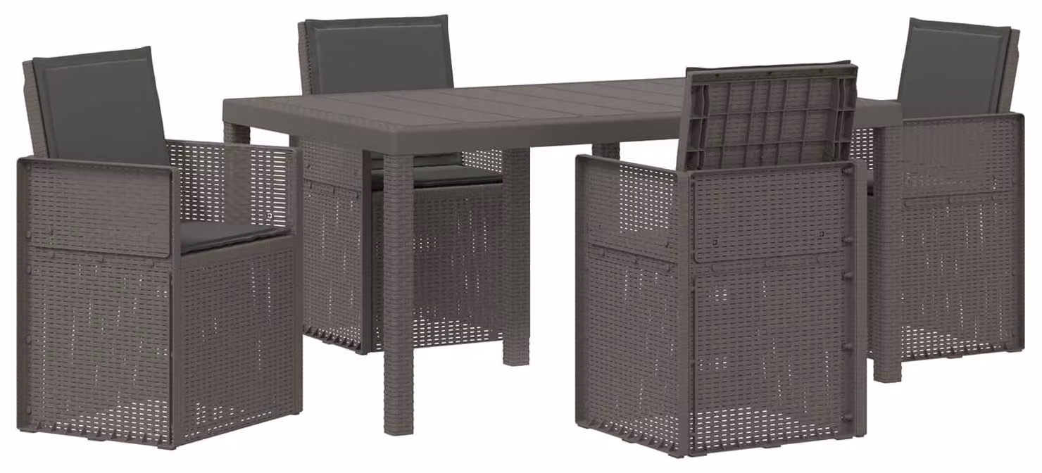 Set da Pranzo per Giardino 5 pcs Grigio chiaro e Antracite PP