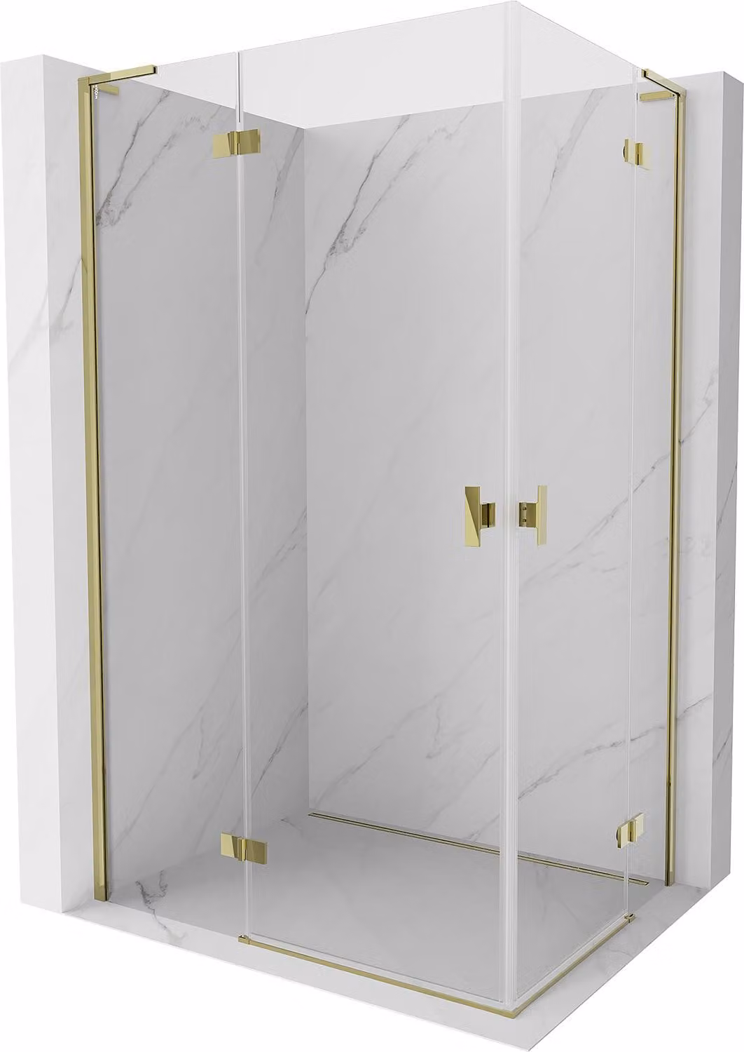 Mexen Mist-H L Duo cabina doccia a battente sinistra 90 x 80 cm, trasparente, oro - 8A5L-090L-080P-50-00