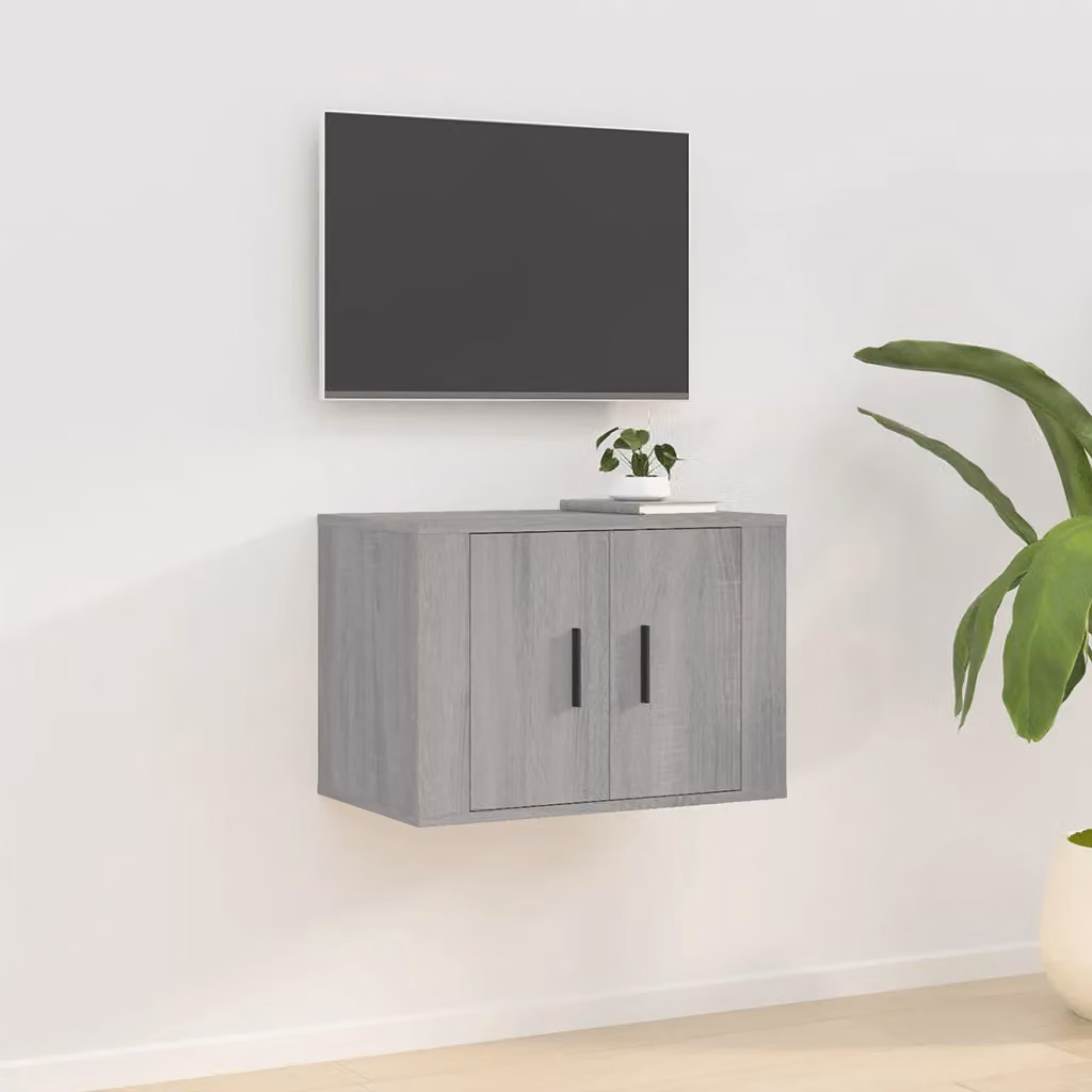 vidaXL Mobile Porta TV a Parete Grigio, L 57 cm x P 34,5 cm x H 40 cm