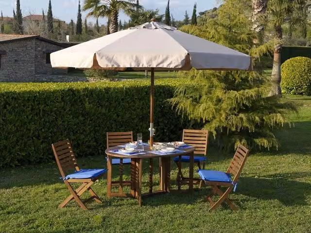 Ombrellone Island Bauer in legno e acciaio con copertura in poliestere beige L 300 x P 300 cm