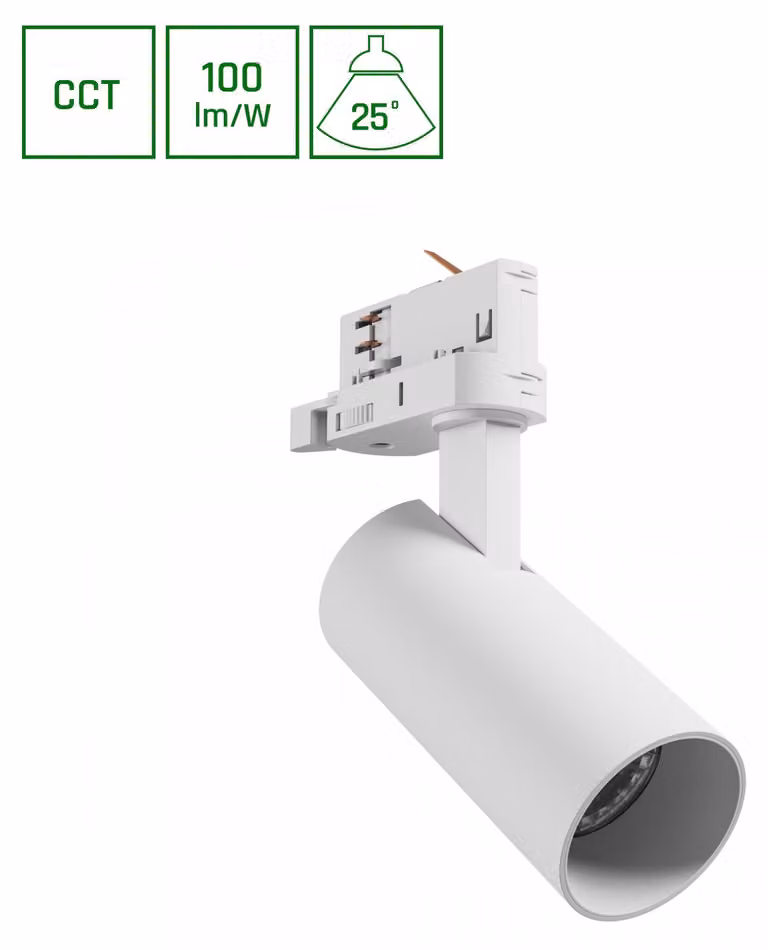 Faretto trifase ANDROMEDA PRIME 8W bianco CCT 3000/4000/6000K 25°