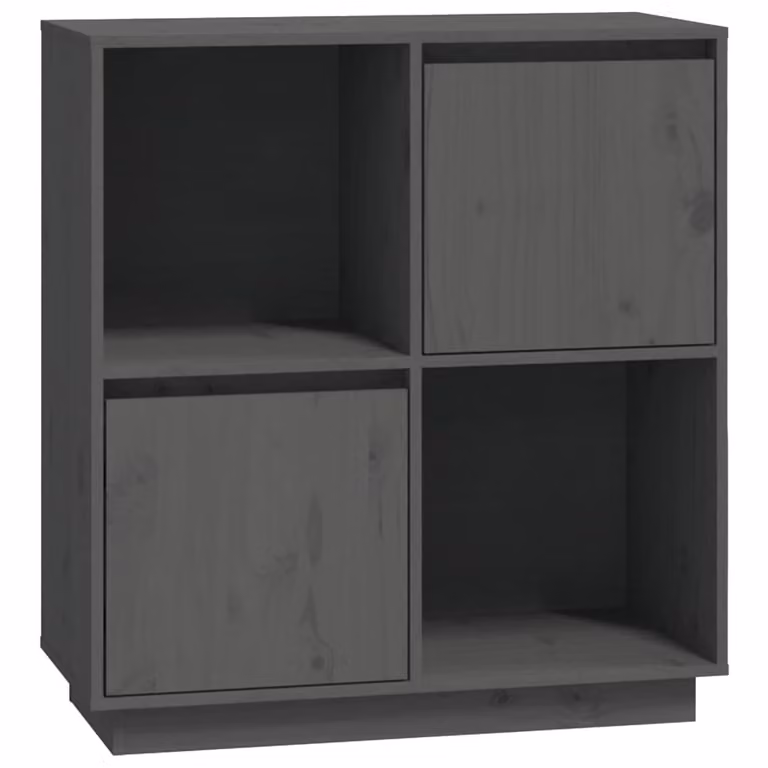 Credenza Grigia 74x35x80 cm in Legno Massello di Pino