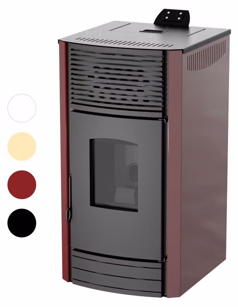 Stufa a pellet freestanding, 8 kW - Ghisa, colore beige - Ventilazione diretta