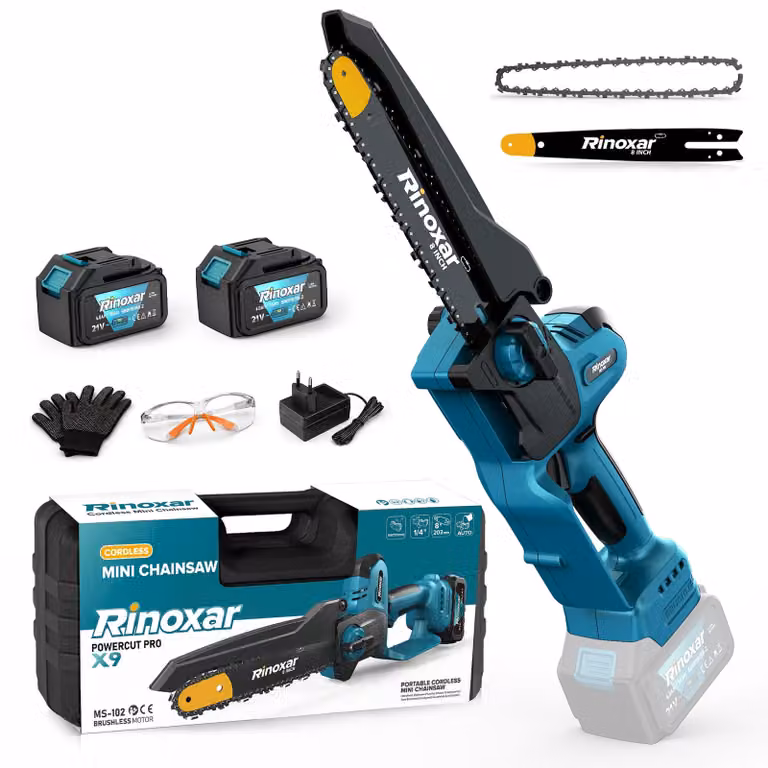 Sega a catena portatile da 21V, 8 pollici - 2 batterie, motore brushless - compatta