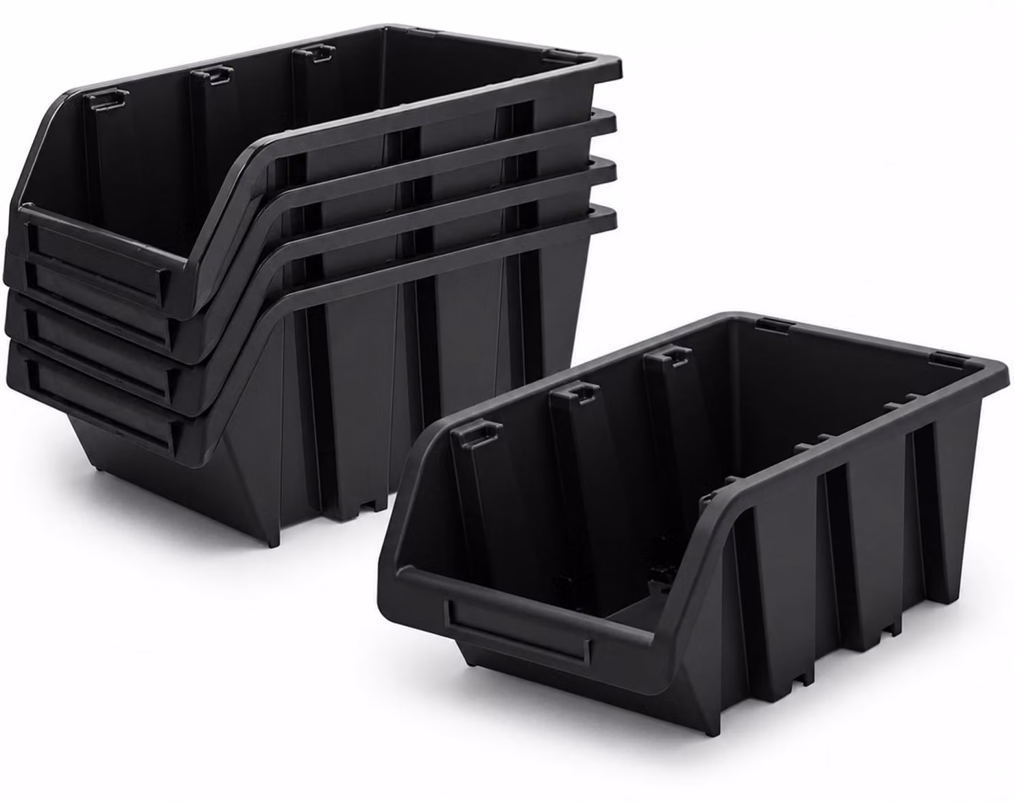 Set di 5 contenitori impilabili in plastica PP per l'officina