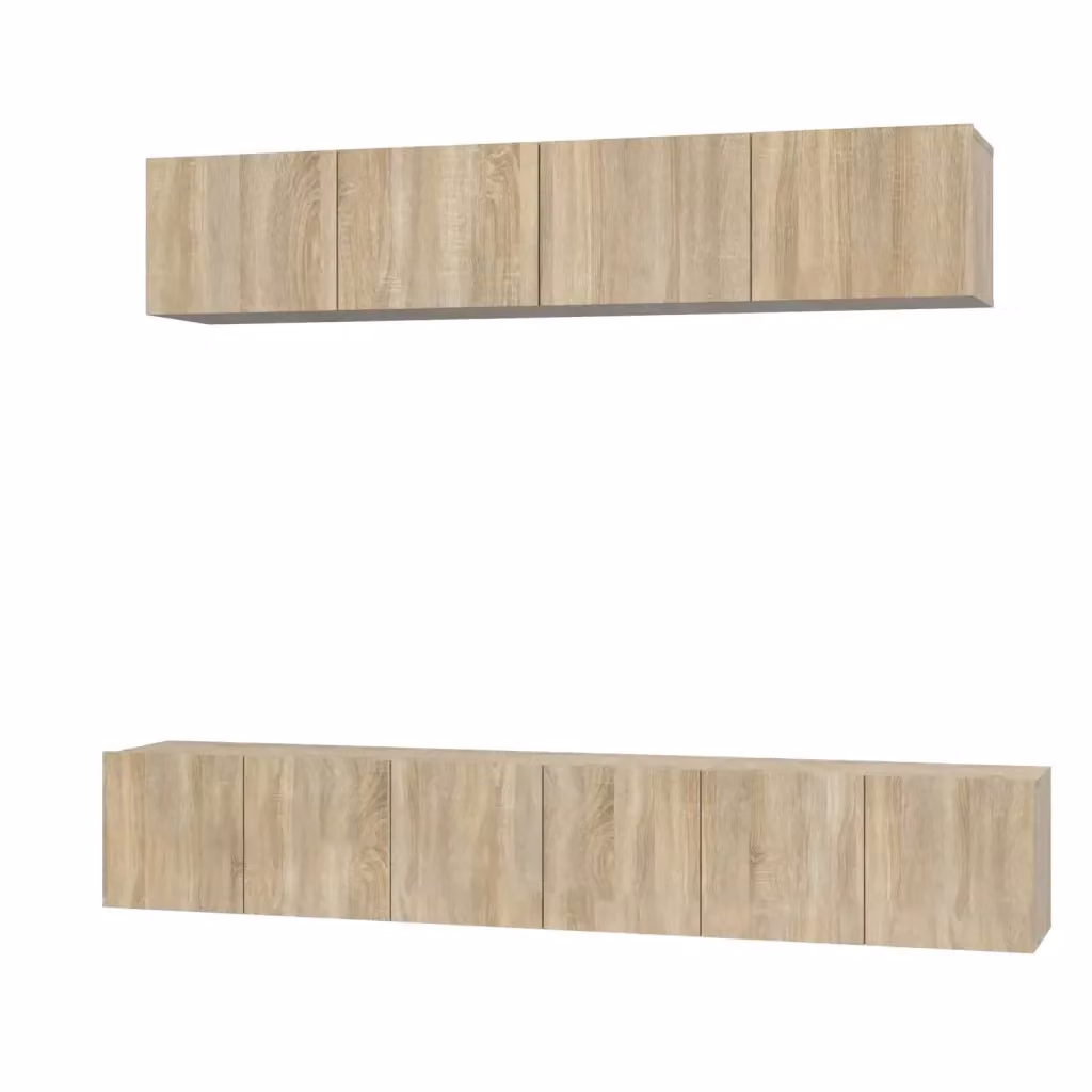 Set di Mobili Porta TV vidaXL 5 Pezzi in Legno MDF Colore Rovere e Beige per Soggiorno con Montaggio a Parete – 2