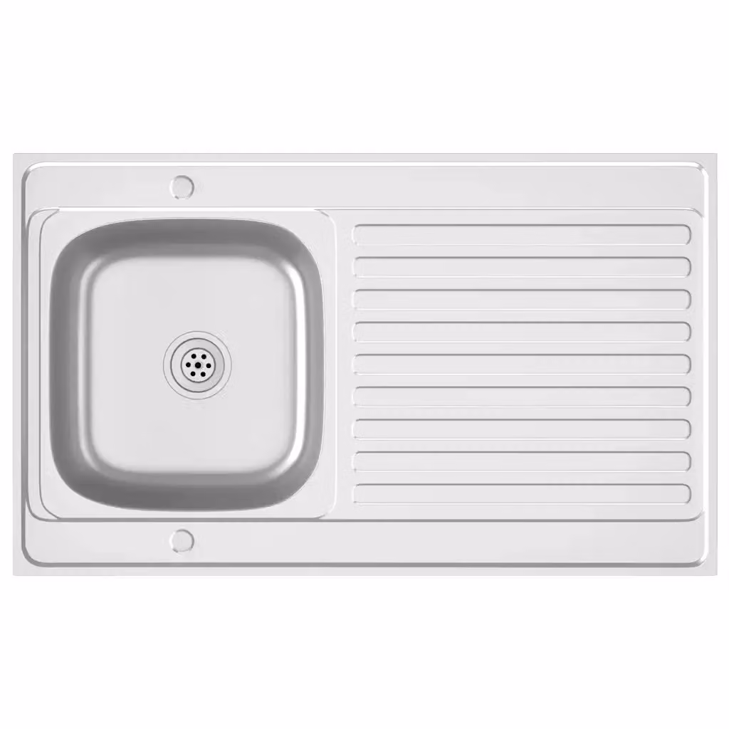 Lavello da cucina con scarico vidaXL in acciaio colore argento L: 100 cm, P: 60 cm, H: 15,5 cm – 2