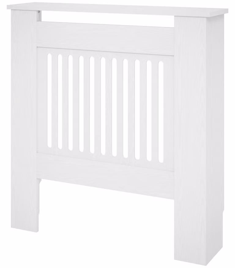 Alloggiamento per radiatore con spazio di stoccaggio - Copertura per radiatore | Colore: Bianco | Dimensioni: 78x19x81 cm