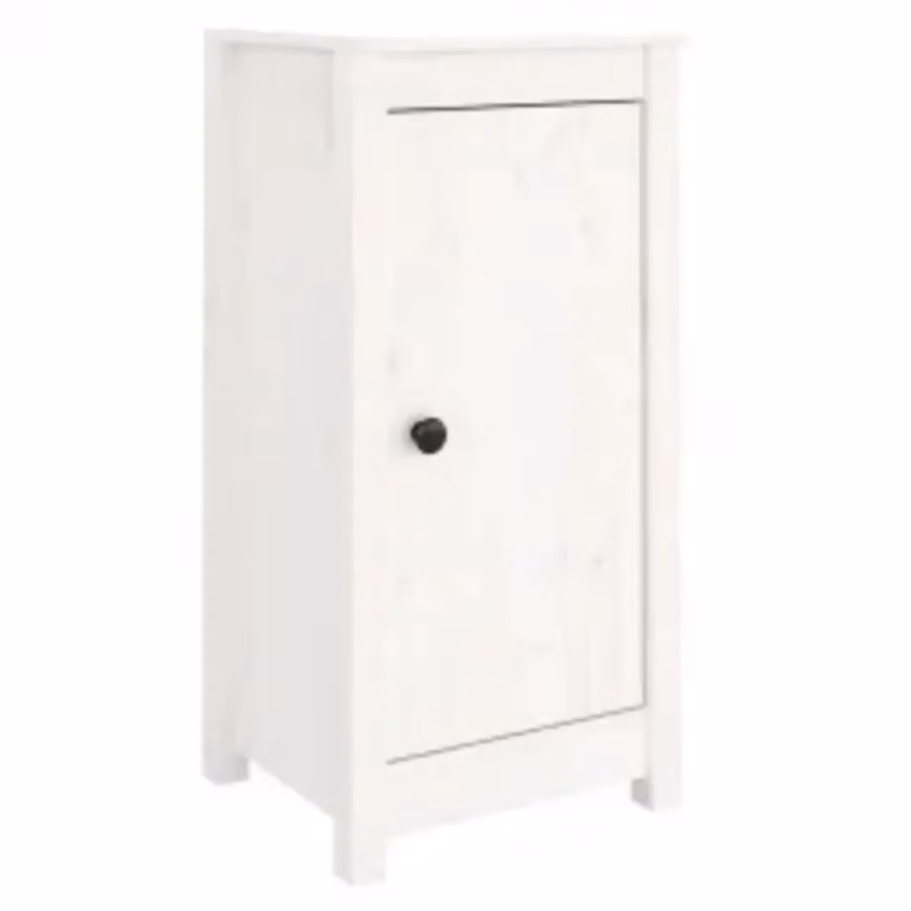 Set di 2 credenze bianche in legno massello di pino stile rustico vidaXL L/P/H: 39 x 35 x 80 cm – 2