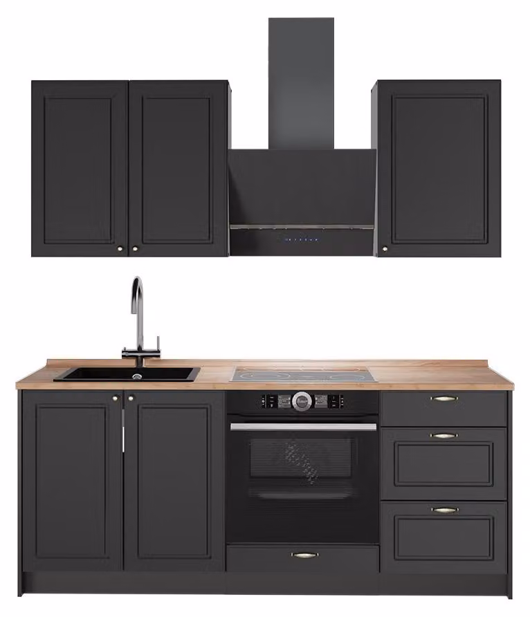 Cucina monoblocco Vicco Fame-Line Oro-antracite rustico/Antracite 190 cm, PL Rovere, Model 64840